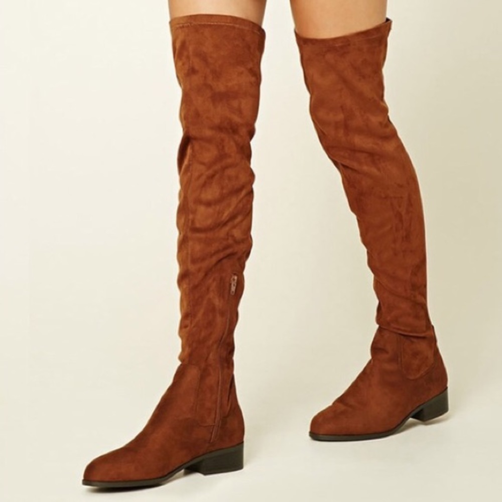 Brown thigh high boots
